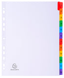 Exacompta Index 1-12 A4 Extra Wide 160gsm Card White with Coloured Plastic Tabs - 4112E - ONE CLICK SUPPLIES