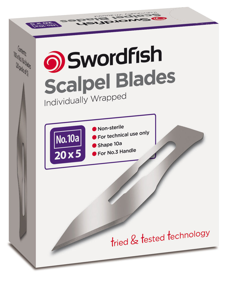 Swordfish Scalpel Blades No 10A Silver (Pack 100) - 43802 - ONE CLICK SUPPLIES