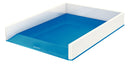 Leitz WOW Dual Colour Letter Tray A4/Foolscap Portrait White/Blue 53611036 - ONE CLICK SUPPLIES