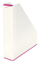 Leitz WOW Dual Colour Magazine File A4 White/Pink 53621023 - ONE CLICK SUPPLIES