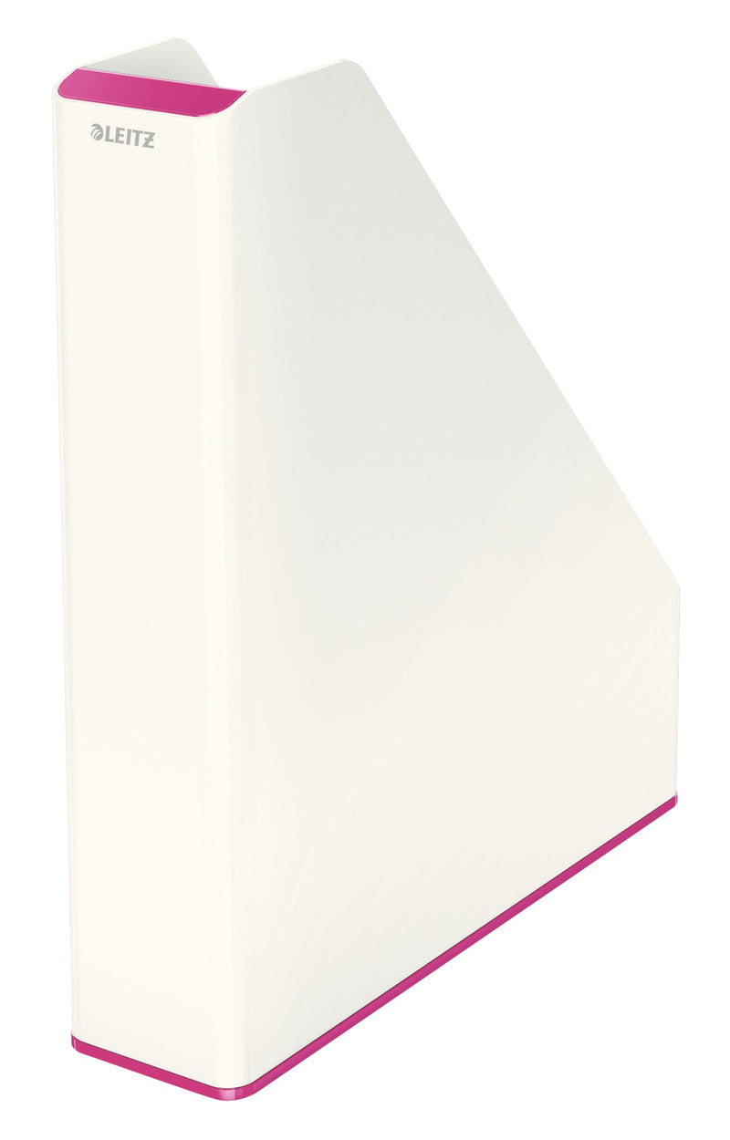 Leitz WOW Dual Colour Magazine File A4 White/Pink 53621023 - ONE CLICK SUPPLIES