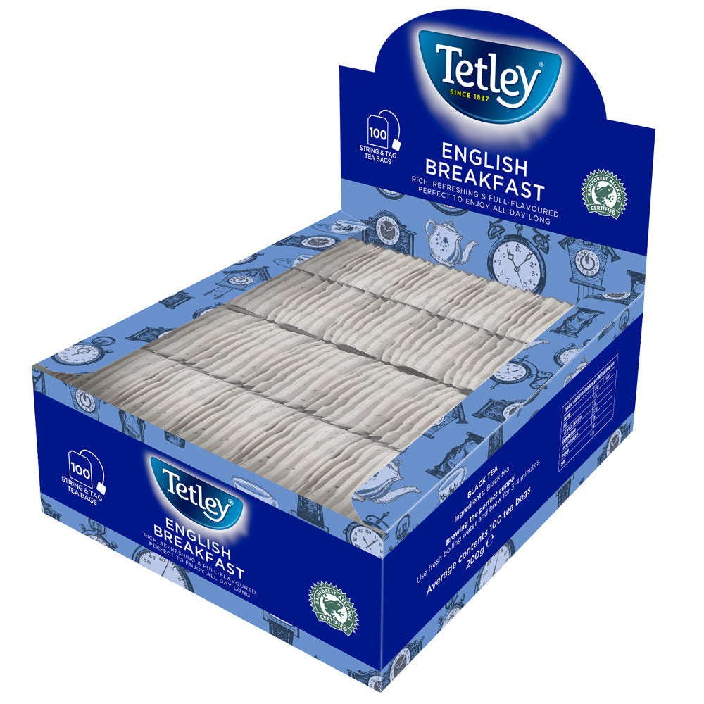 Tetley English Breakfast String & Tag Tea Bags 100s - ONE CLICK SUPPLIES