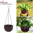 Fixtures Brown Rattan Effect Hanging Basket LARGE 25cm x 16cm - ONE CLICK SUPPLIES