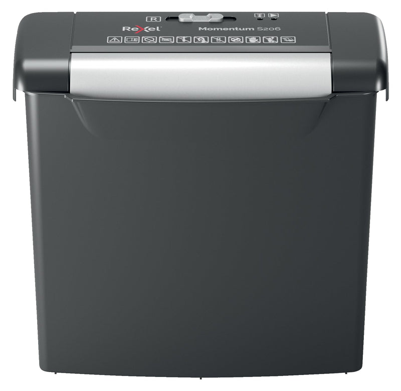 Rexel Momentum S206 Strip Cut Shredder 9 Litre 6 Sheet Black 2104568 - ONE CLICK SUPPLIES