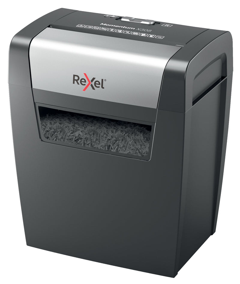 Rexel Momentum X308 Cross Cut Shredder 15 Litre 8 Sheet Black 2104570 - ONE CLICK SUPPLIES