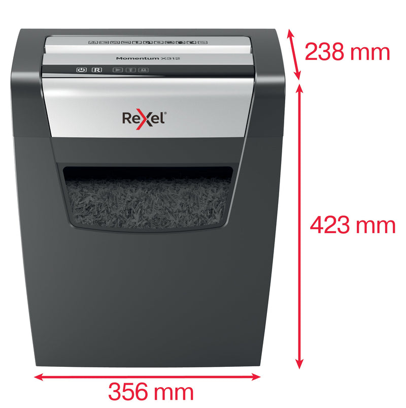 Rexel Momentum X312 Cross Cut Shredder 23 Litre 12 Sheet Black 2104572 - ONE CLICK SUPPLIES