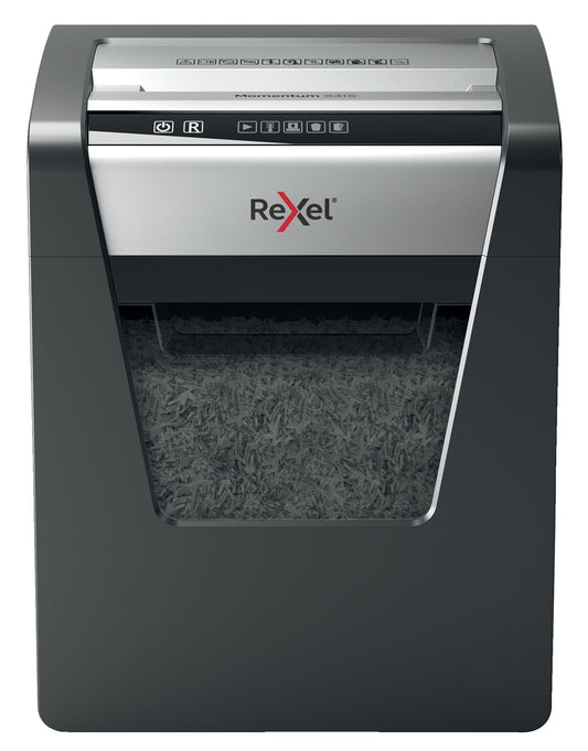 Rexel Momentum X415 Cross Cut Shredder 23 Litre 15 Sheet Black 2104576 - ONE CLICK SUPPLIES