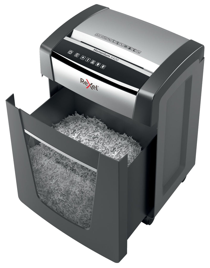 Rexel Momentum X420 Cross Cut Shredder 30 Litre 20 Sheet Black 2104578 - ONE CLICK SUPPLIES