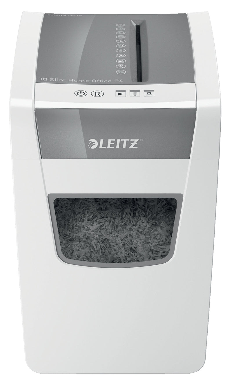 Leitz IQ Slim Home Office Cross Cut Shredder 23 Litre 10 Sheet White 80011000 - ONE CLICK SUPPLIES