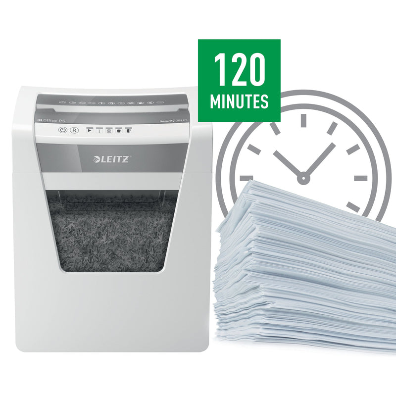 Leitz IQ Office Micro Cut Paper Shredder Security P5 23L White 80021000 - ONE CLICK SUPPLIES