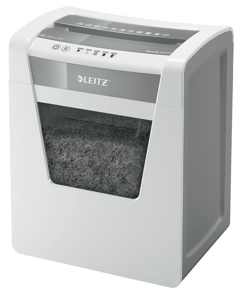 Leitz IQ Office Micro Cut Paper Shredder Security P5 23L White 80021000 - ONE CLICK SUPPLIES