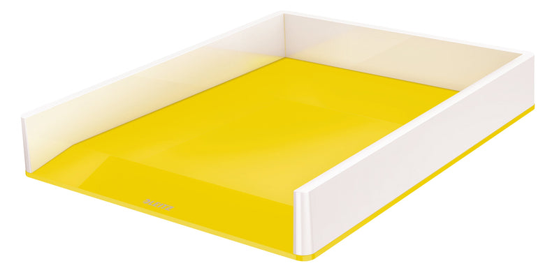 Leitz WOW Letter Tray Dual Colour White/Yellow 53611016 - ONE CLICK SUPPLIES