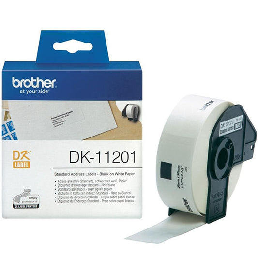 Brother Black on White Paper Standard Address Labels (Pack of 400) DK11201 - ONE CLICK SUPPLIES