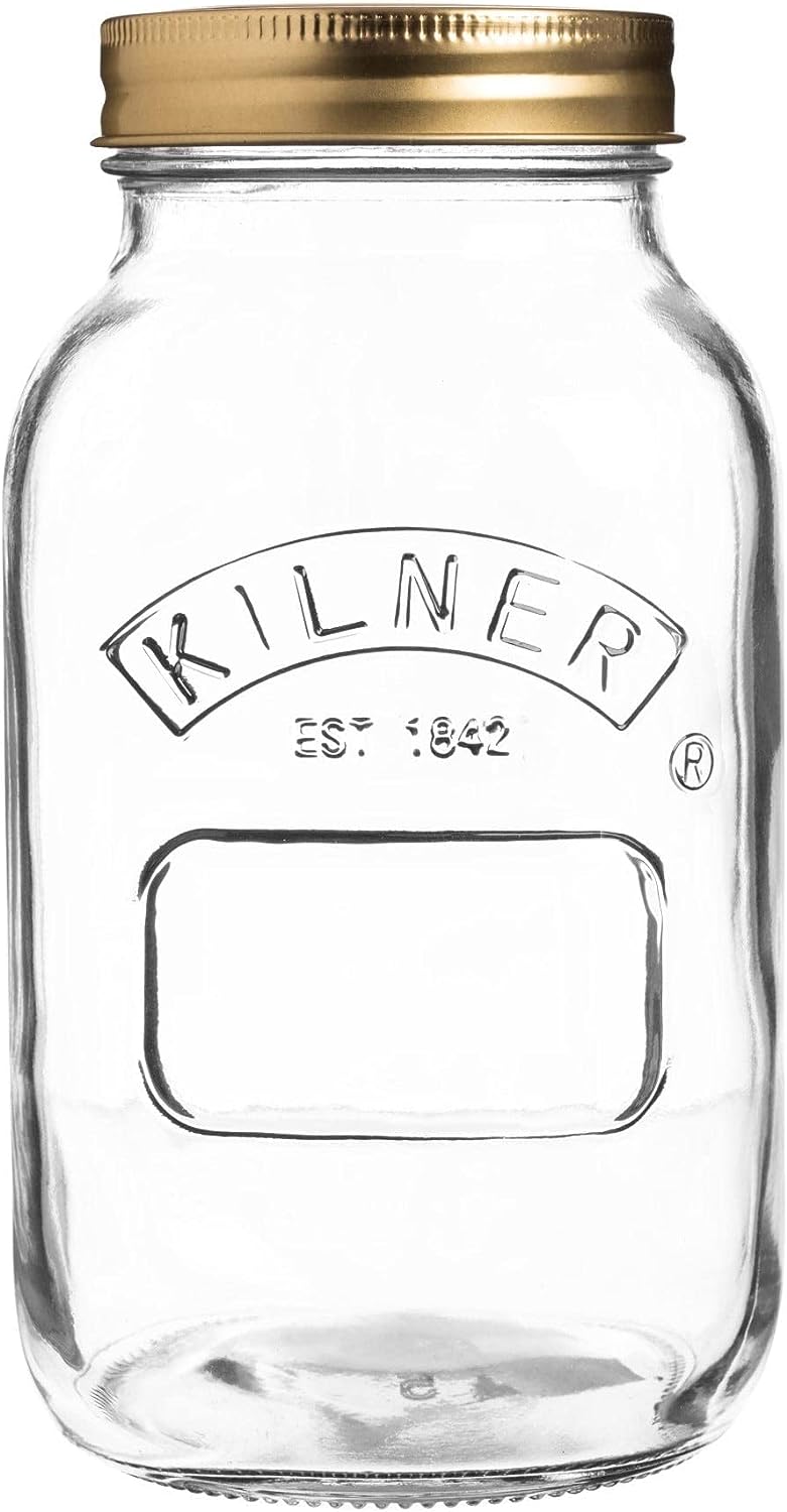 Kilner Round Glass Screw Top Lid Preservation Storage Jar, 1 L