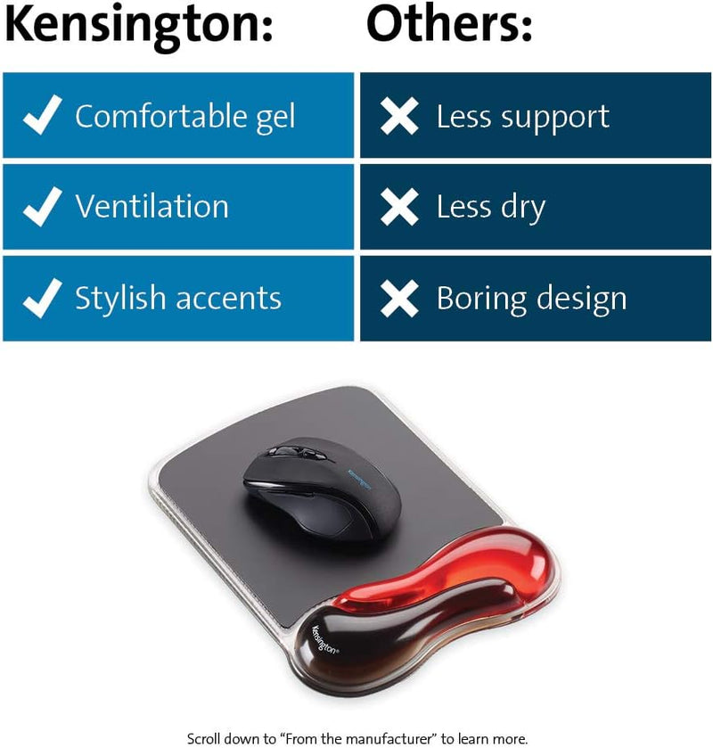 Kensington Duo Gel Mouse Pad with Wrist Support 240x182x25mm Red/Black 62402