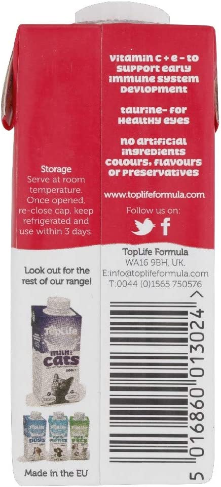 Toplife Formula Lactose Reduced Kitten Milk (200ml) - Pack of 18 - ONE CLICK SUPPLIES