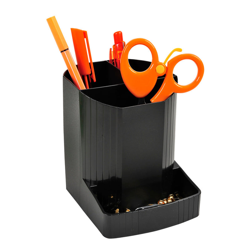 Exacompta ECOBlack Mini-Octo Recycled Pen Pot 3 Compartments Black - 675014D - ONE CLICK SUPPLIES