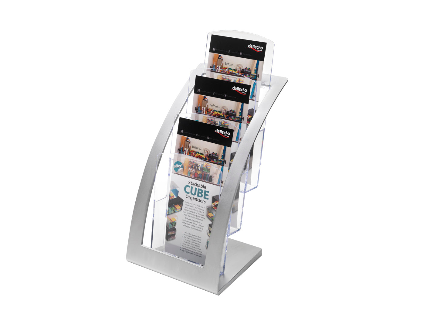 Deflecto Literature Holder 3 Tier DL Portrait Silver - 693645 - ONE CLICK SUPPLIES