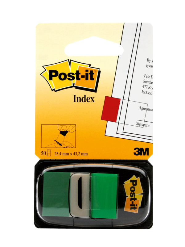 Post-it Index Flags Repositionable 25x43mm 12x50 Tabs Green (Pack 600) 7000029856 - ONE CLICK SUPPLIES