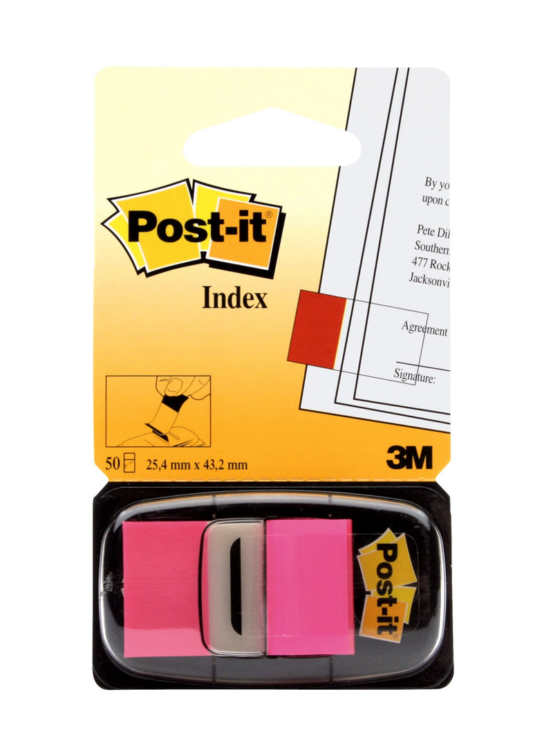 Post-it Index Flags Repositionable 25x43mm 12x50 Tabs Pink (Pack 600) 7100062569 - ONE CLICK SUPPLIES