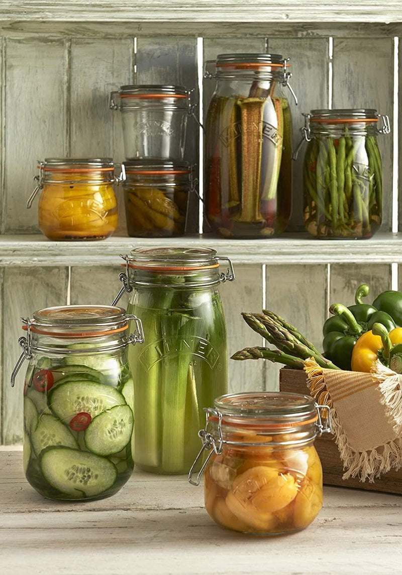 Kilner LARGE Branded 3 Litre Square Glass Clip Top Preservation Storage Jar.