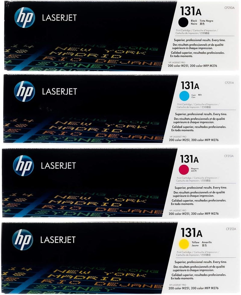 HP Original 131A LaserJet Toner Cartridges Black/Cyan/Magenta/Yellow, Multipack of 4 - CF210/1/2/3A