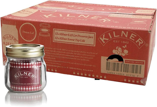 Kilner Small 0.25L Screw Top Preserve Glass Storage Jar, Jam, Chutney or Dessert.