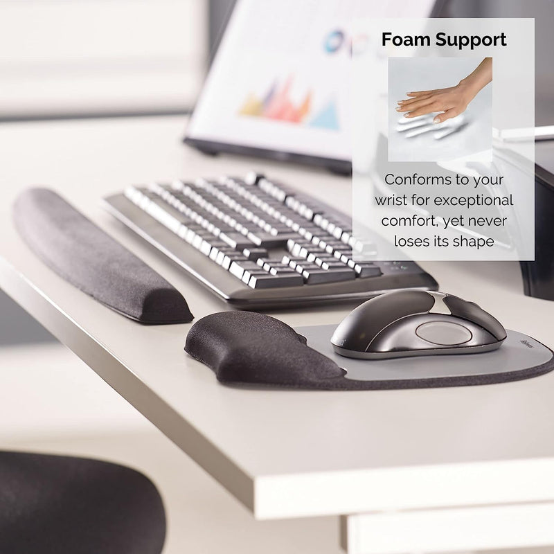 Fellowes Memory Foam Mouse Pad/Wrist Rest (Silver Streak)