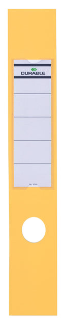 Durable Ordofix Lever Arch File Spine Label PVC 60x390mm Yellow (Pack 10) - 809004 - ONE CLICK SUPPLIES