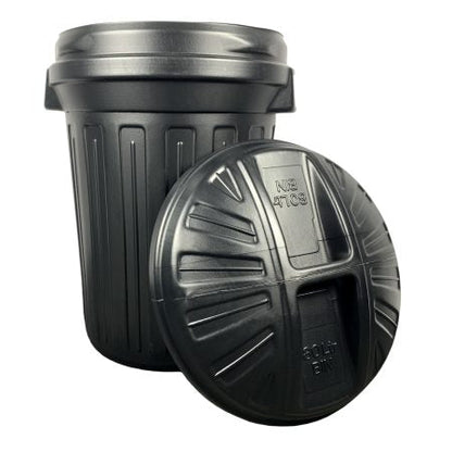 Fixtures Strata Shatterproof  Refuse Bin Secure Push On Lid Black 80L