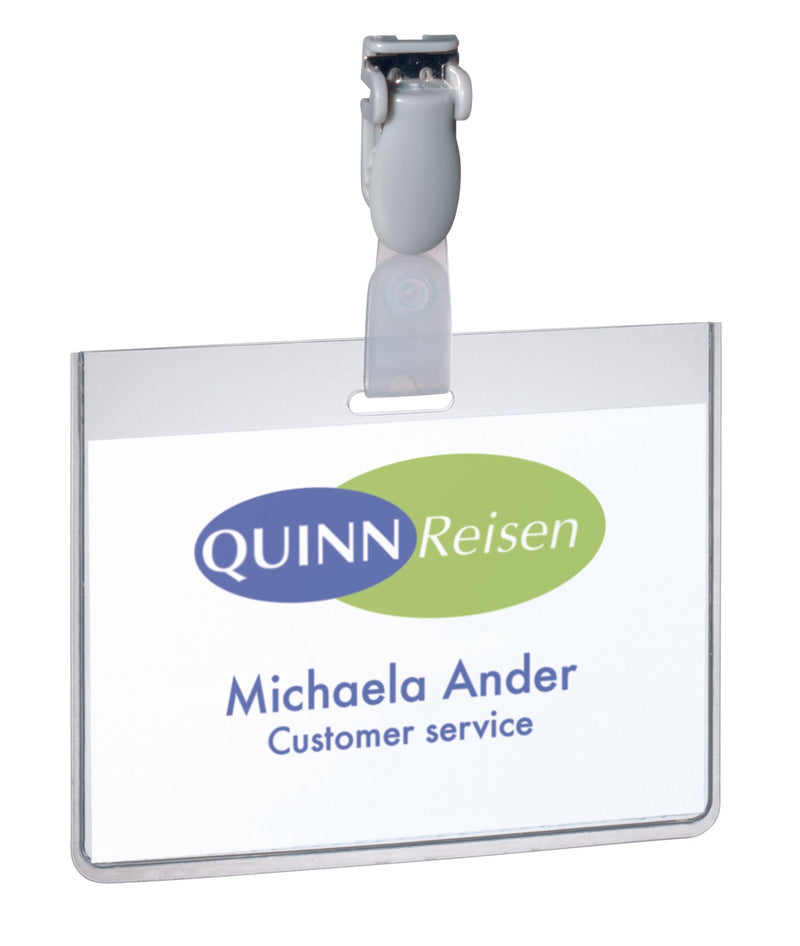 Durable Security Name Badge with Clip 60x90mm Clear (Pack 25) 814319 - ONE CLICK SUPPLIES