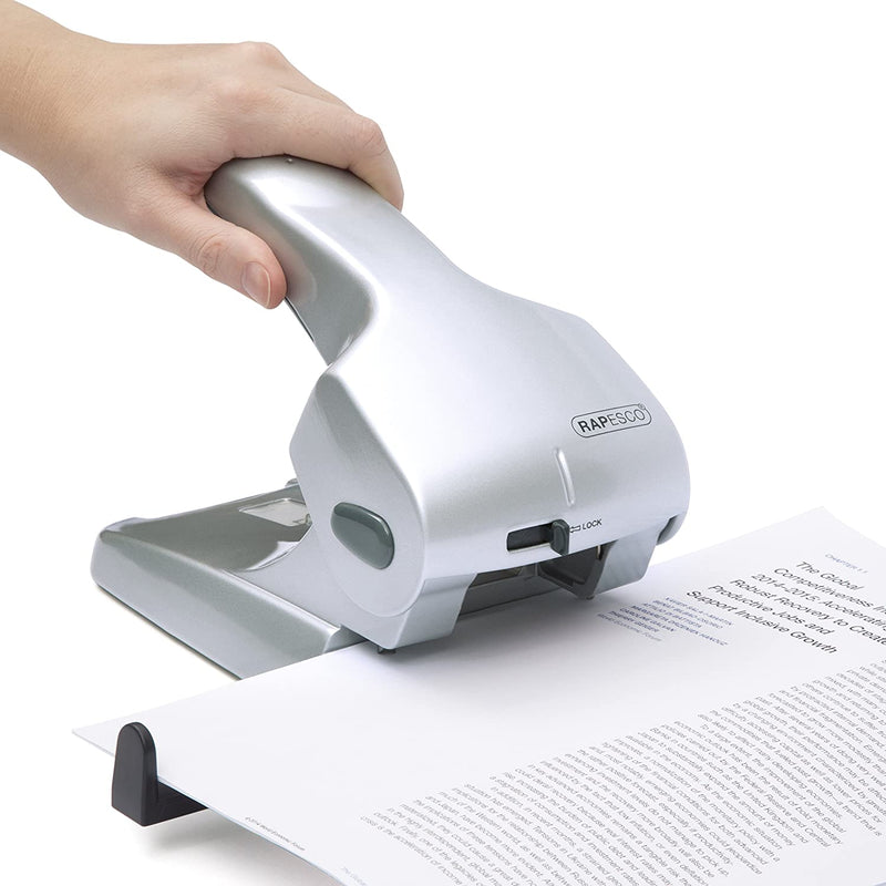 Rapesco Zero-65 Heavy Duty Hole Punch Capacity 65 Sheets Silver 0732 - ONE CLICK SUPPLIES