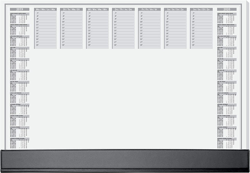 SigelÂ© Paper Desk Pad Office with Black Protective Strip 2-Year Calendar Daily and Weekly Planner D/GB/F/NL 595x410 mm 40 Sheets