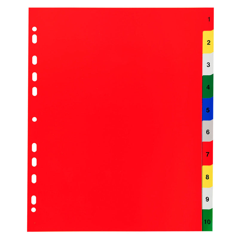 Exacompta Index 1-10 A4 Extra Wide 120 Micron Polypropylene Bright Assorted Colours - 84E - ONE CLICK SUPPLIES