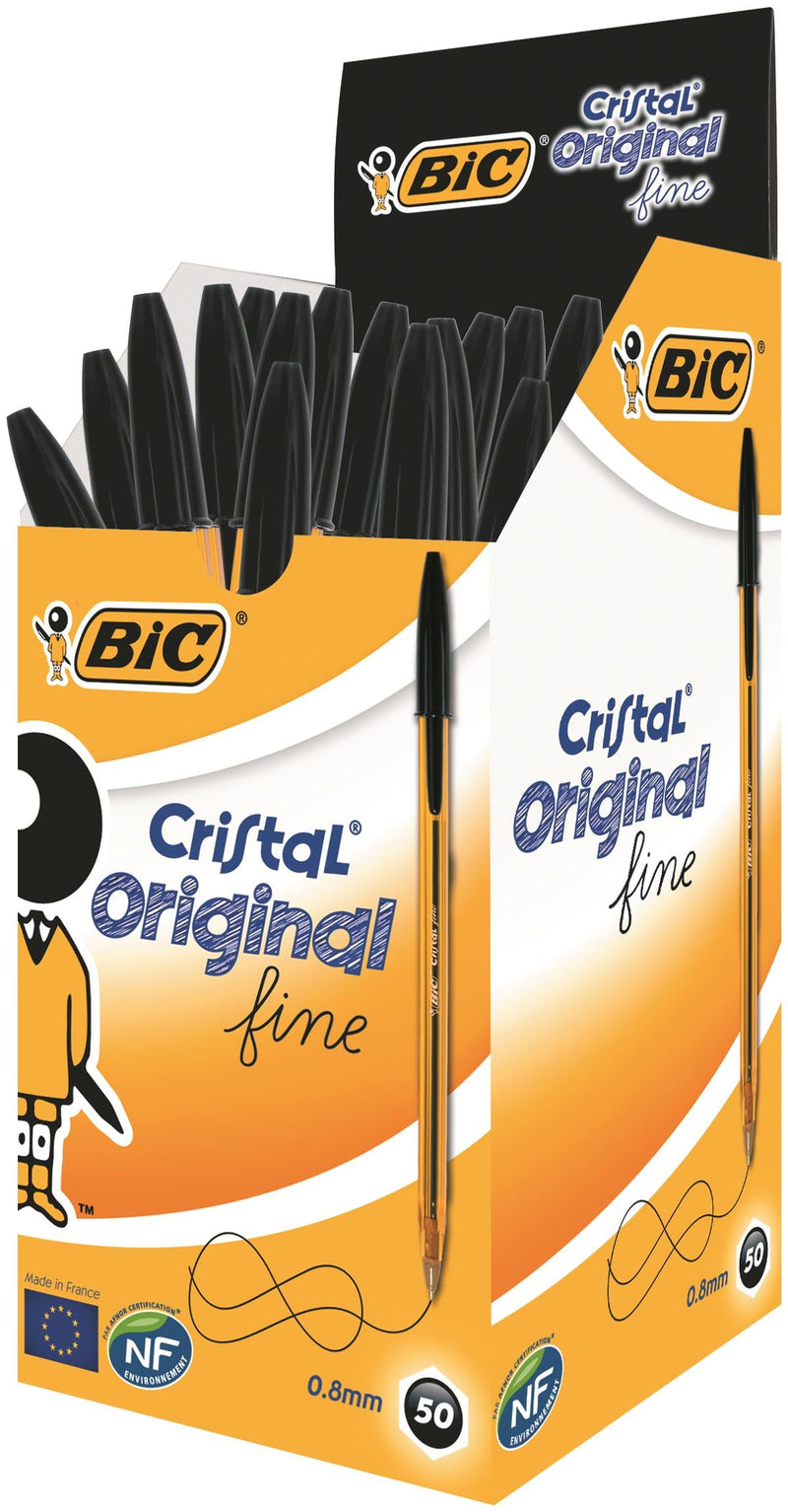 Bic Orange Ballpoint Pen 0.8mm Tip 0.30mm Line Black (Pack 50) - 872731 - ONE CLICK SUPPLIES