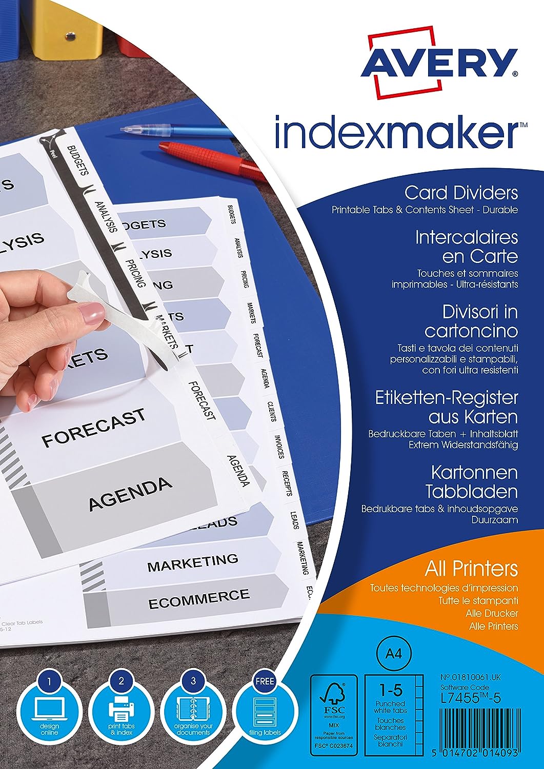 Avery IndexMaker (A4) Punched Dividers 5-Part 1810061