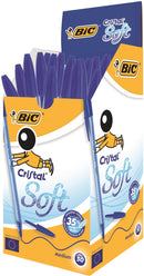 Bic Cristal Soft Ballpoint Pen 1.2mm Tip 0.35mm Line Blue (Pack 50) - 951434 - ONE CLICK SUPPLIES