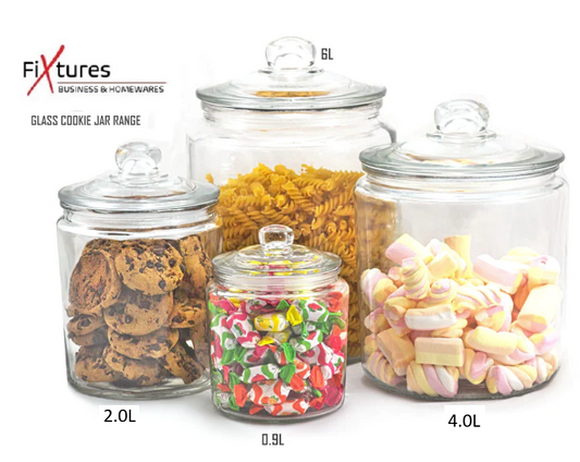 Large 4L Fixtures Glass Jar with Air Tight lid for Biscuits,Sweets,Coffee, etc..