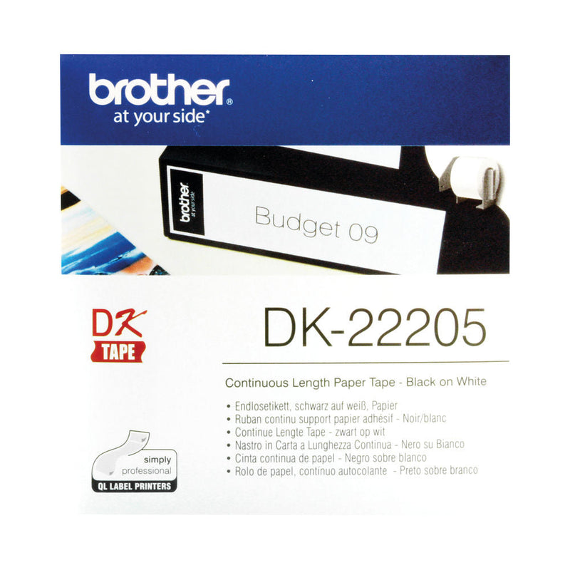 Brother Black on White Continuous Length Paper Tape 62mm DK-22205