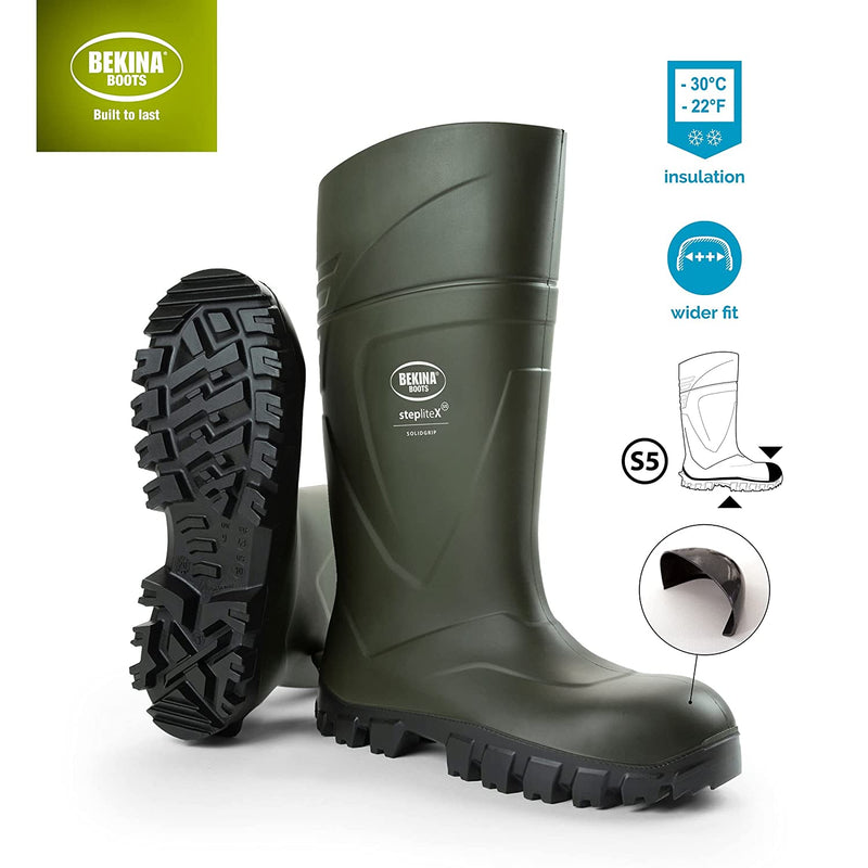 Bekina Steplite X Solid Grip Full Safety Boots Green {All Sizes}