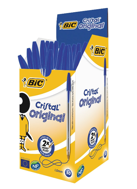 Bic Cristal Ballpoint Pen Medium Blue (Pack of 50) - ONE CLICK SUPPLIES