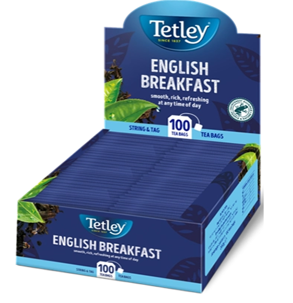 Tetley English Breakfast String & Tag Tea Bags 100s - ONE CLICK SUPPLIES