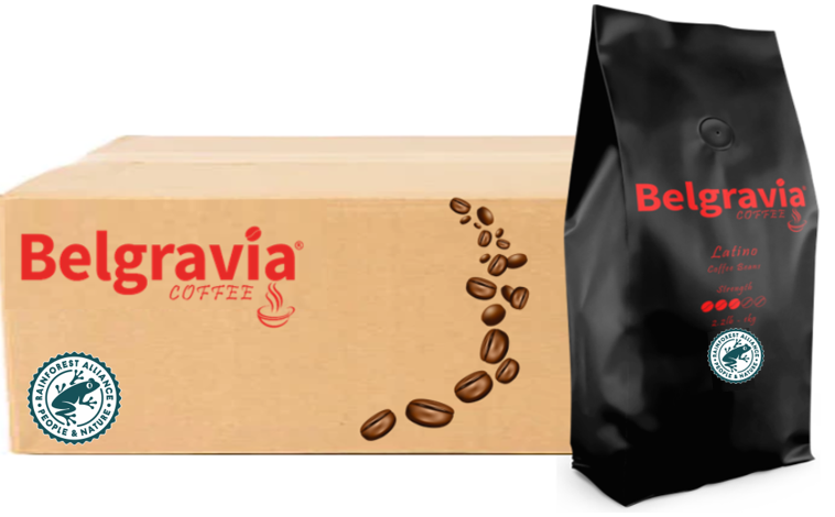 Belgravia Latino Blend, Rain-Forest Alliance Coffee Beans 1kg, 100% Arabica