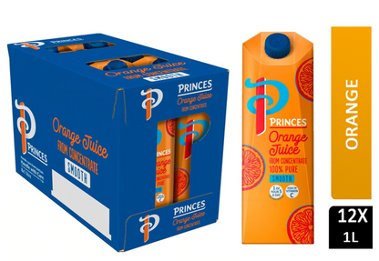 Princes 100% Pure Orange Juice 12 x 1L Tetra Pack - ONE CLICK SUPPLIES