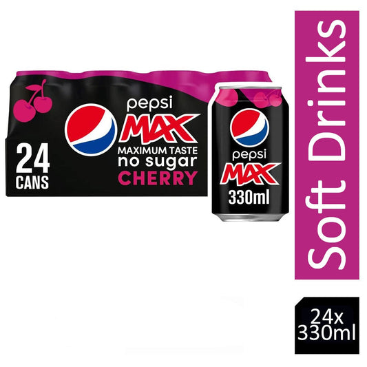 Pepsi Max Cherry Cans 24x330ml - ONE CLICK SUPPLIES