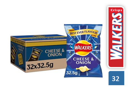 Walkers Cheese and Onion Crisps 32.5g (Pack of 32) - ONE CLICK SUPPLIES