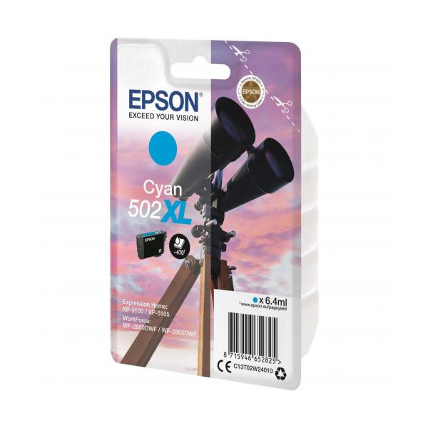 Epson 502XL Binoculars Cyan High Yield Ink Cartridge 6ml - C13T02W24010