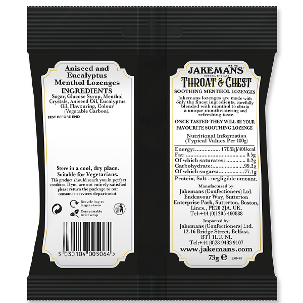 Jakemans Throat & Chest Lozenges 73g - ONE CLICK SUPPLIES