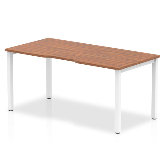 Evolve Plus 1600mm Single Starter Desk Walnut Top White Frame BE107 - ONE CLICK SUPPLIES