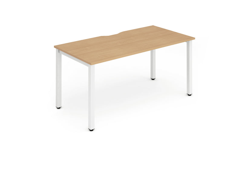 Evolve Plus 1400mm Single Starter Desk Beech Top White Frame BE113 - ONE CLICK SUPPLIES